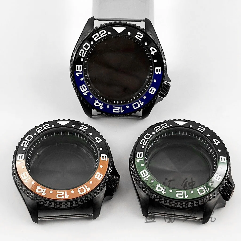 

42MM Black Ring 007 009 Watch Case With Sloping Bezel For NH34 NH35 NH36 NH38 NH70 Movement 28.5mm Dial Mods PVD Black