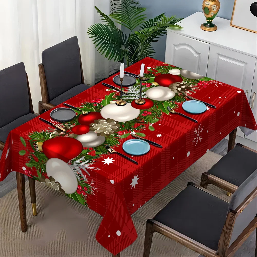 One Christmas-themed printed tablecloth, suitable for both indoor and outdoor decoration of country-style dining tableszyc