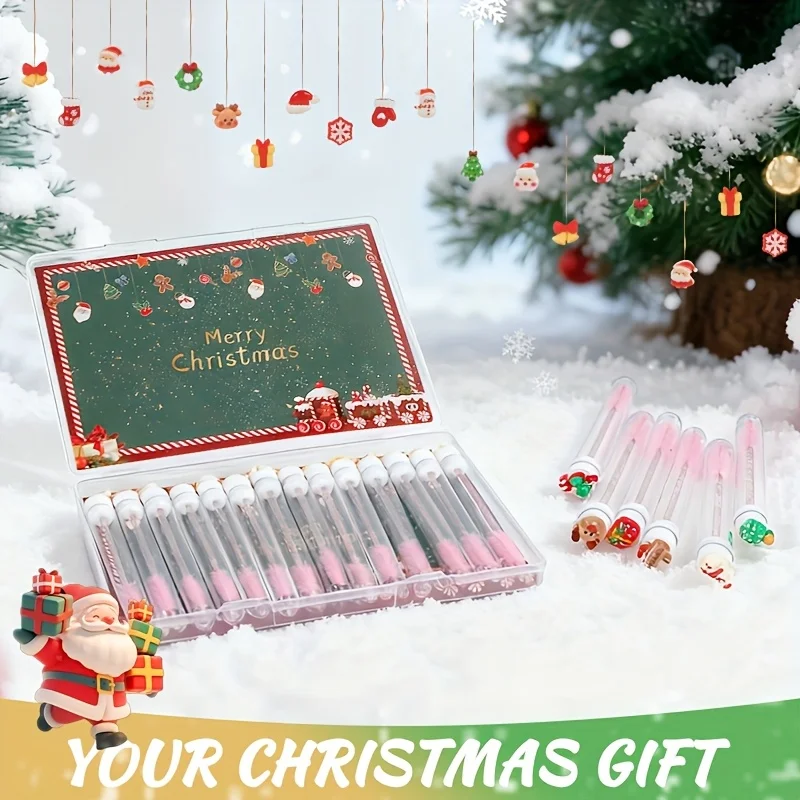 ماسكارا تطويل كريستال عيد الميلاد 14 قطعة/صندوق، مجموعة هدايا أنبوبية لفرشاة تمديد الرموش للنساء #3