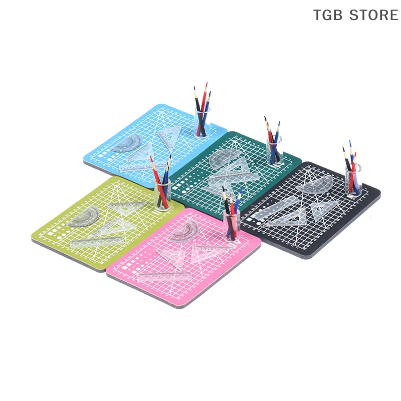 1Set 1:12 Miniatuur Snijmat Liniaal Potlood Penhouder Set Poppenhuis Decor