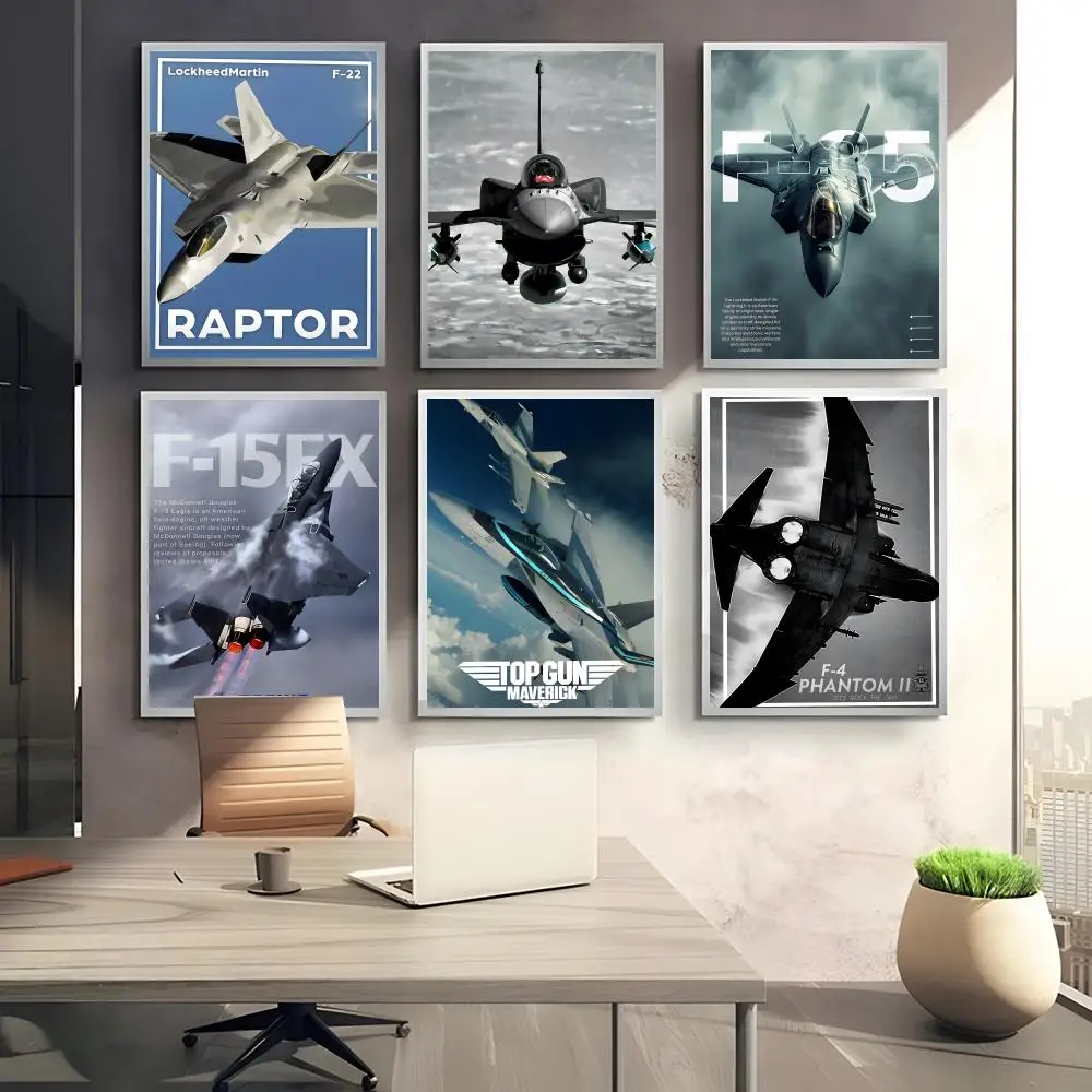 M-Military Aircraft Fighter Enthusiasts Poster HD art sticky wall waterproof home bedroom bar aesthetic decoration