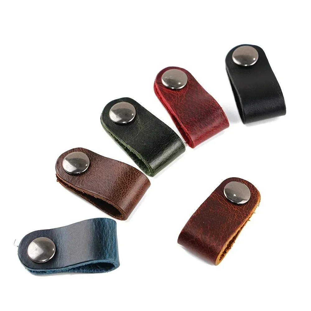10pcs Faux Leather Data Cable Earphone Cable Faux Leather Tie, Without Battery, for Cable