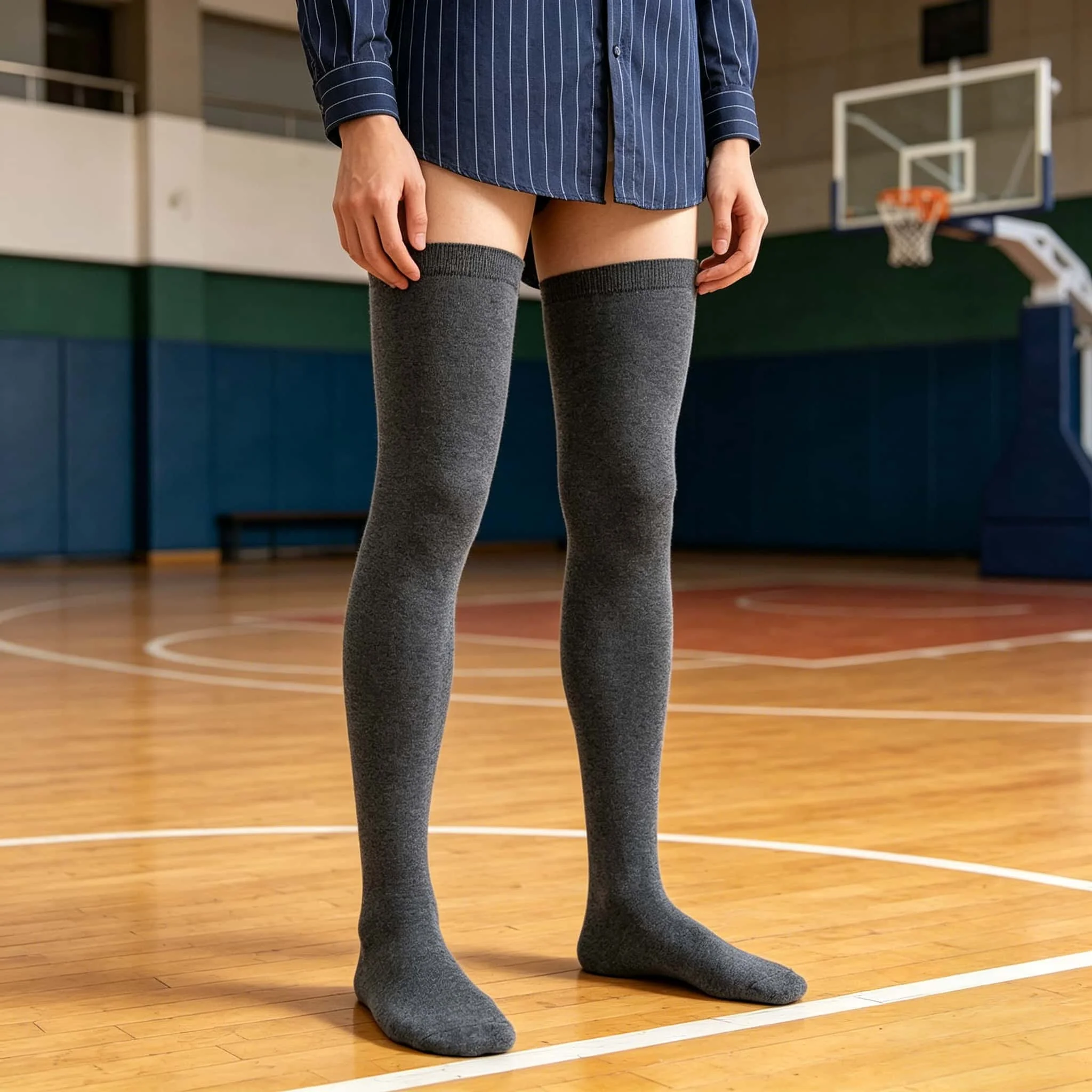 Quality Men's Big Tall Stripe Over Knee Socks Summer Quick Dry Breathable Stockings Long Tube Sock for Workouts Casual XXL