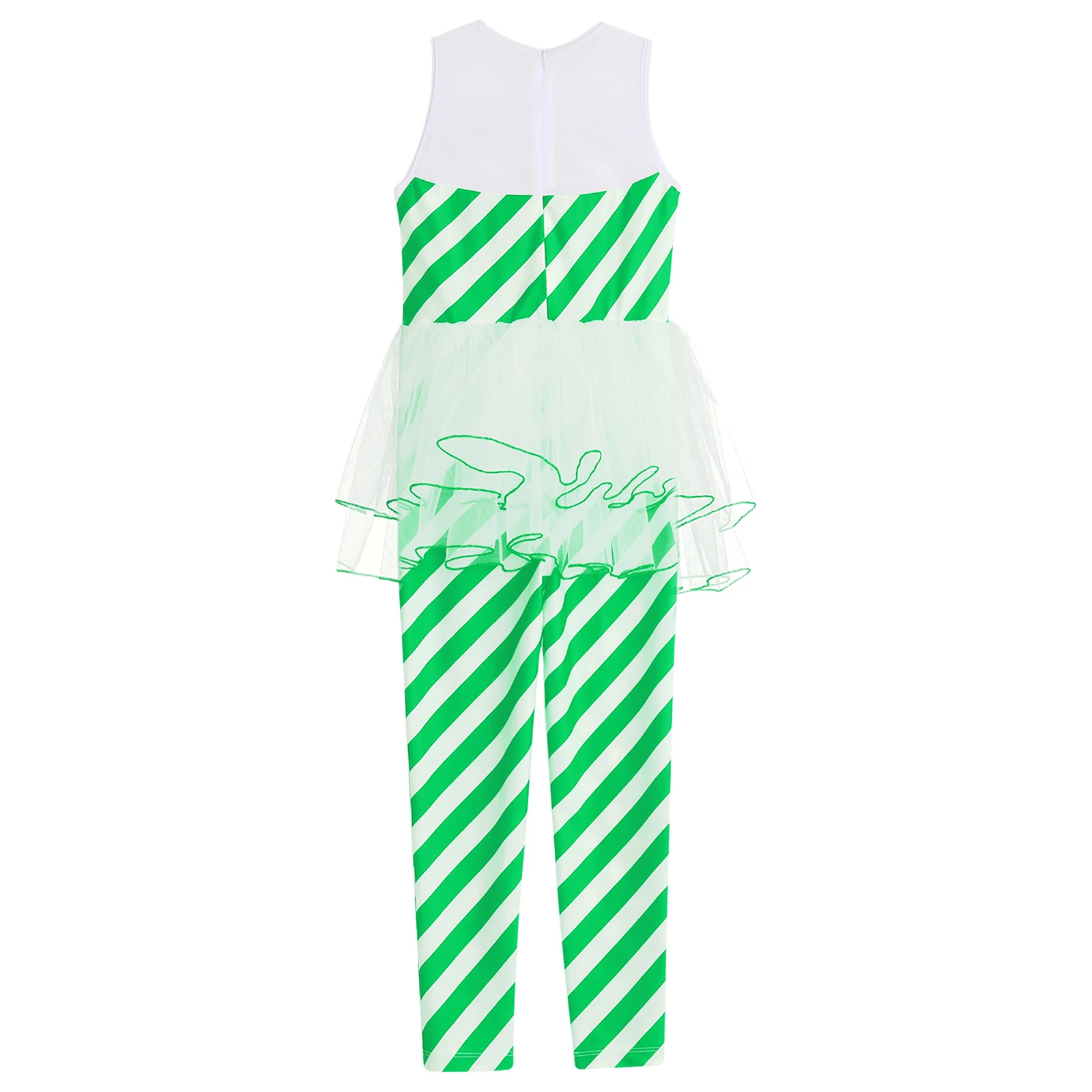 Kinder Meisjes Kerst Dans Kostuum Candy Cane Jumpsuit Lange Mouwen Strepen Ballet Skate Bodysuit Party Performance Danskleding