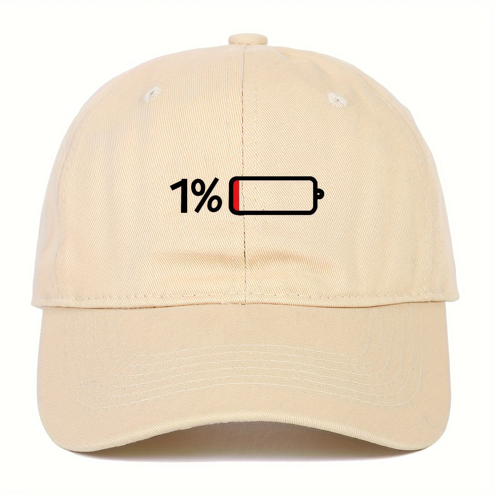 1% Battery Printed Baseball Cap Classic Duckbill Cap Dad Hat Women's Men's Casual Trendy Hat Six Piece Pure Cotton Hat