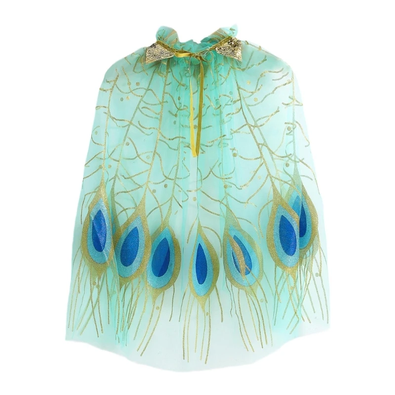 

Rainbow Tulle Princess Capes for Girls Glitter Mesh Dress Up Cloak for Cosplay