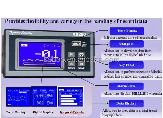 

KH200 Digital Temperature Humidity Thermo Multi-channel Temperature Data Logger Thermocouple Data Recorder