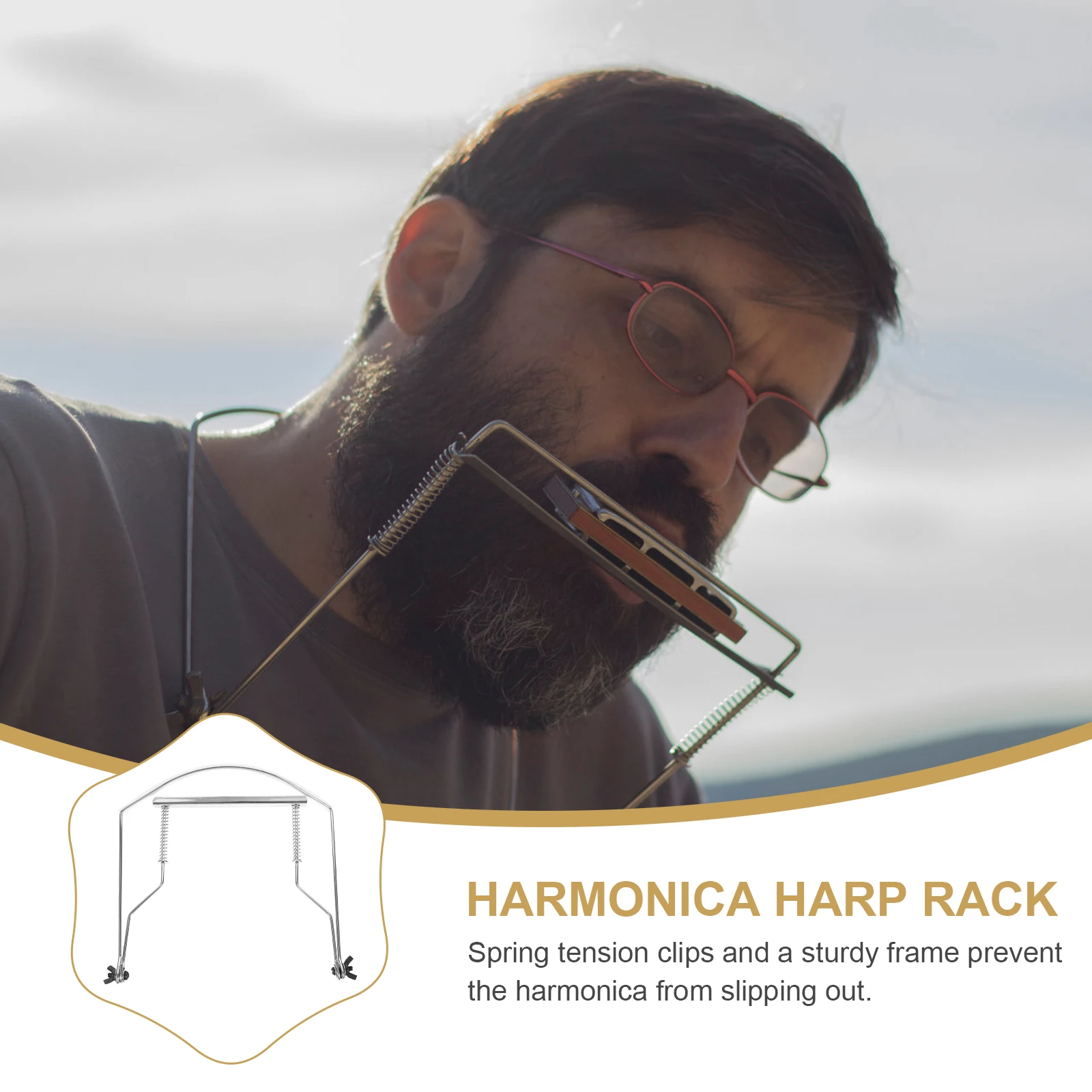 

10 Holes Harmonica Holder Lightweight Comfortable Stainless Steel Adjustable Neck Rack for Harmonica Accessories
