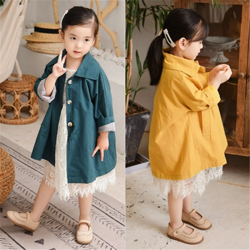 

Girls Coat Windbreak Jacket Cotton Outwear 2026 Vintage Spring Autumn Outdoor Kids Windproof Children's Clothing