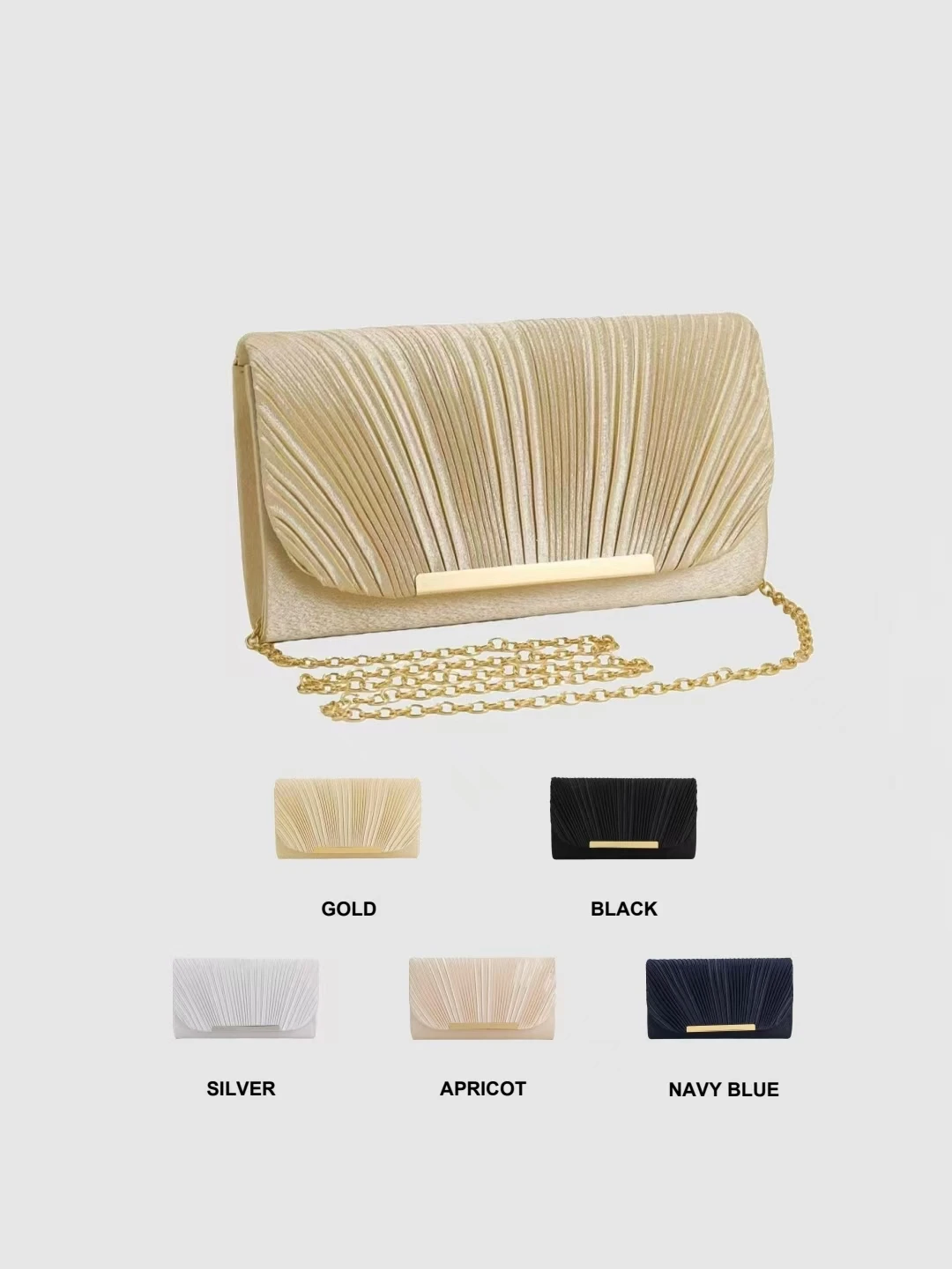 Women's Dinner Bag New Small Square Bag Chain Dinner Bag Pleat Design, Suitable for Parties, Weddings, Proms, Banquets