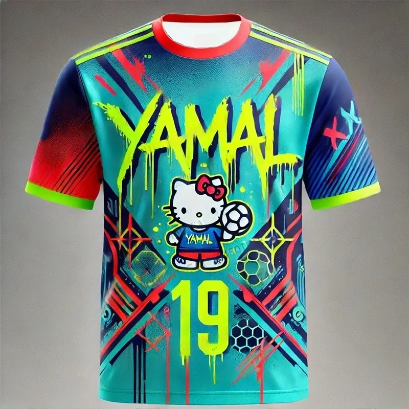 

2025 19 Character Hello Kitty Color 3D Print, Breathable Round Neck Quick Drying Short Sleeved Shirt