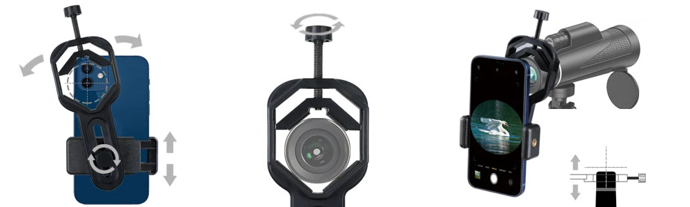 Teleskop-Telefon-Adapter, universelle Handy-Halterung für Monokular-Ferngläser, Spektiv – Detail 4