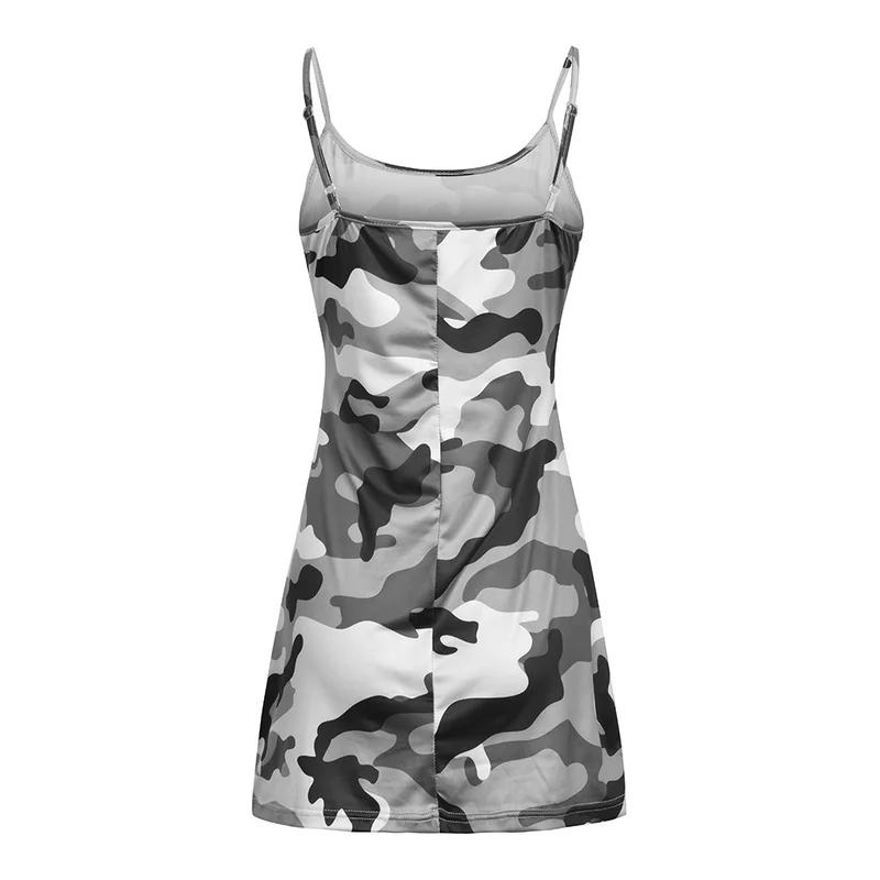 Italy Strap Sexy Dress Camouflage Print Mini Dress Short Summer Sleeveless Women Clothing Summer Dress Bodycon Casual Dress