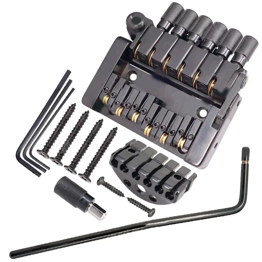 

Black Color Headless Guitar Tremolo Bridge Tailpiece 6 String Roller Saddle Easy Installation for Headless Guitar