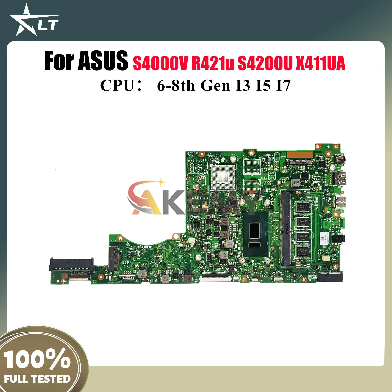 

X411UA Laptop Motherboard For ASUS X411UF r421u X411UNV X411UV S4200U X411UQ S4000V X411U X411UN X411UA Mainboard I3 I5 I7 CPU
