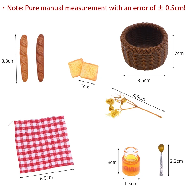 Xm1pc nova casa de bonecas acessórios cozinha casa de bonecas mini decoração comida 1/12dollhouse simulação pão mel conjunto cesta piquenique