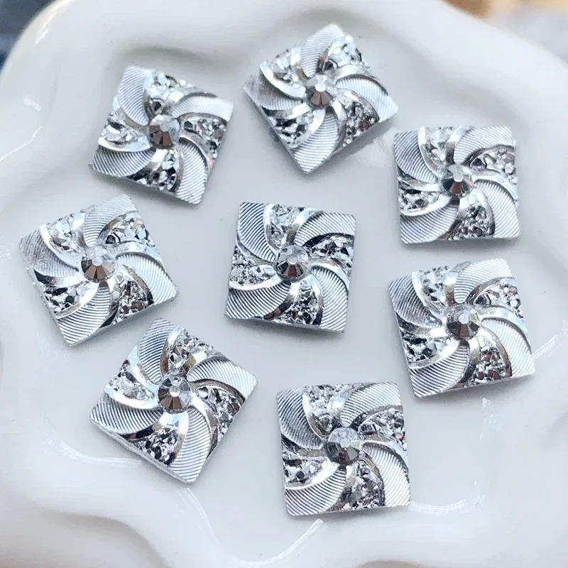 Resin Rhinestones FlatBack Square 10mm For DIY Crafts Scrapbooking Clothes Nail Art Decoration Wedding buttons 40pcs -HB92