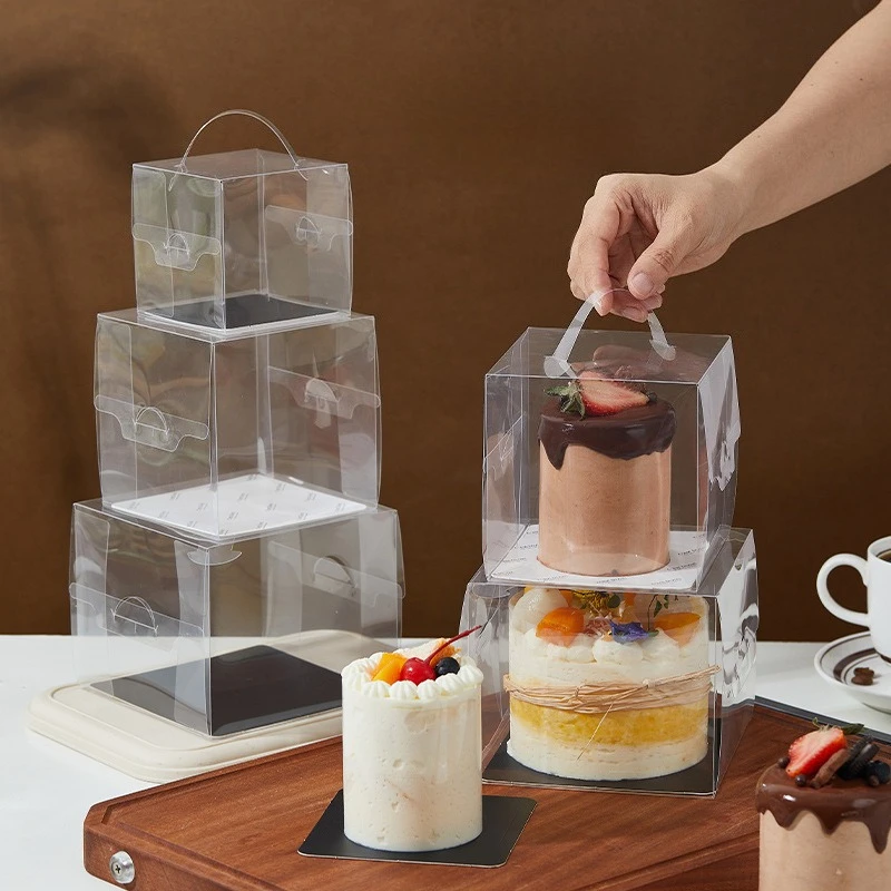 Transparent Cake Carrying Case Mini Dessert Chunks Mousse Baking Pastry Packaging Boxes Thickened PET Material Handmade Package