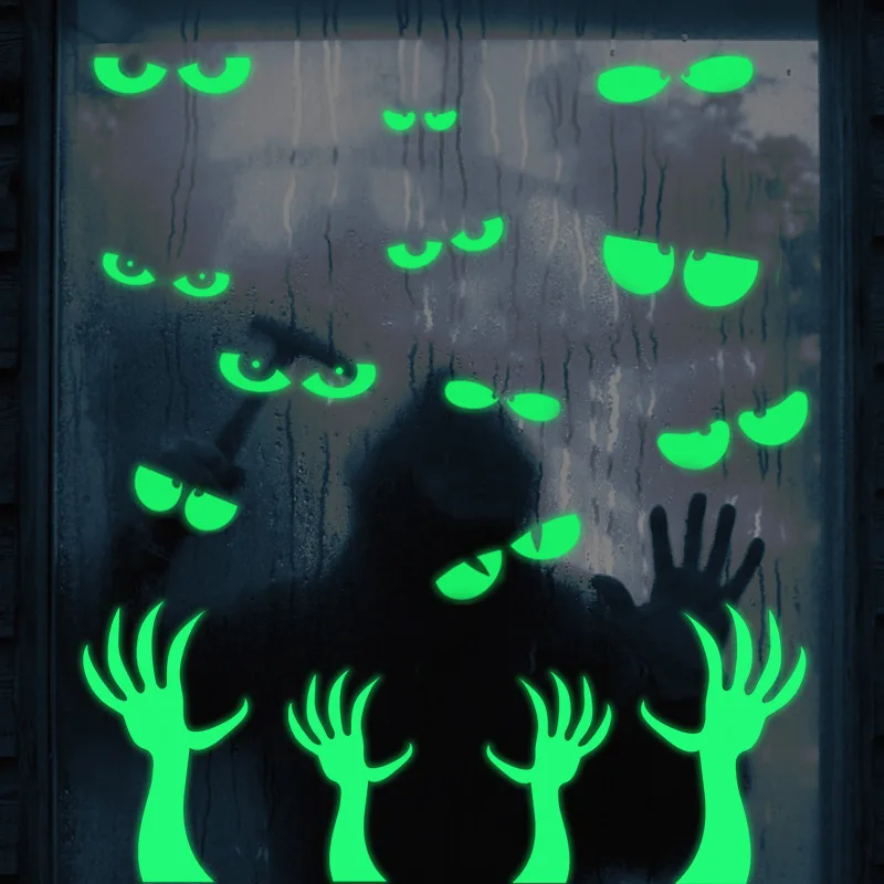 

Halloween Decoration Night Light Peeping Eyes Amazon Cross border Fluorescent Terror Ghost Hand Halloween Party Decoration Wall