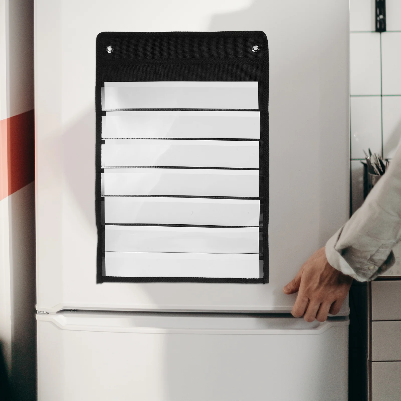 

1Set Magnetic Hanging Storage Bag Tear Resistant Polyester Wall Door Pouch Multi Pocket Organizer File Folder Chart for Office