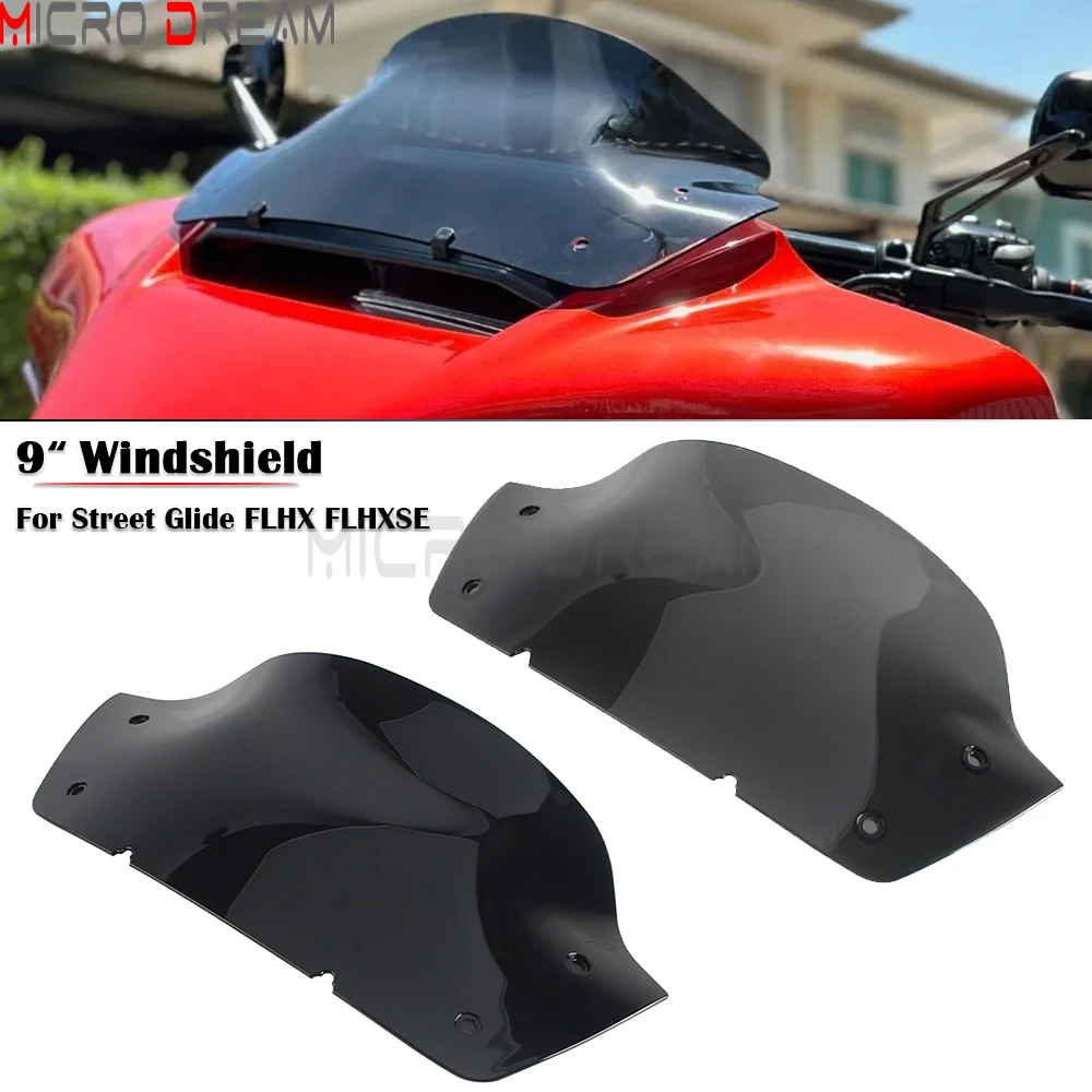 

For Harley Touring Street Glide FLHX CVO FLHXSE 2023 2024 2025 Motorcycle Fairing Windscreen 9in Windshield Wind Deflector Cover