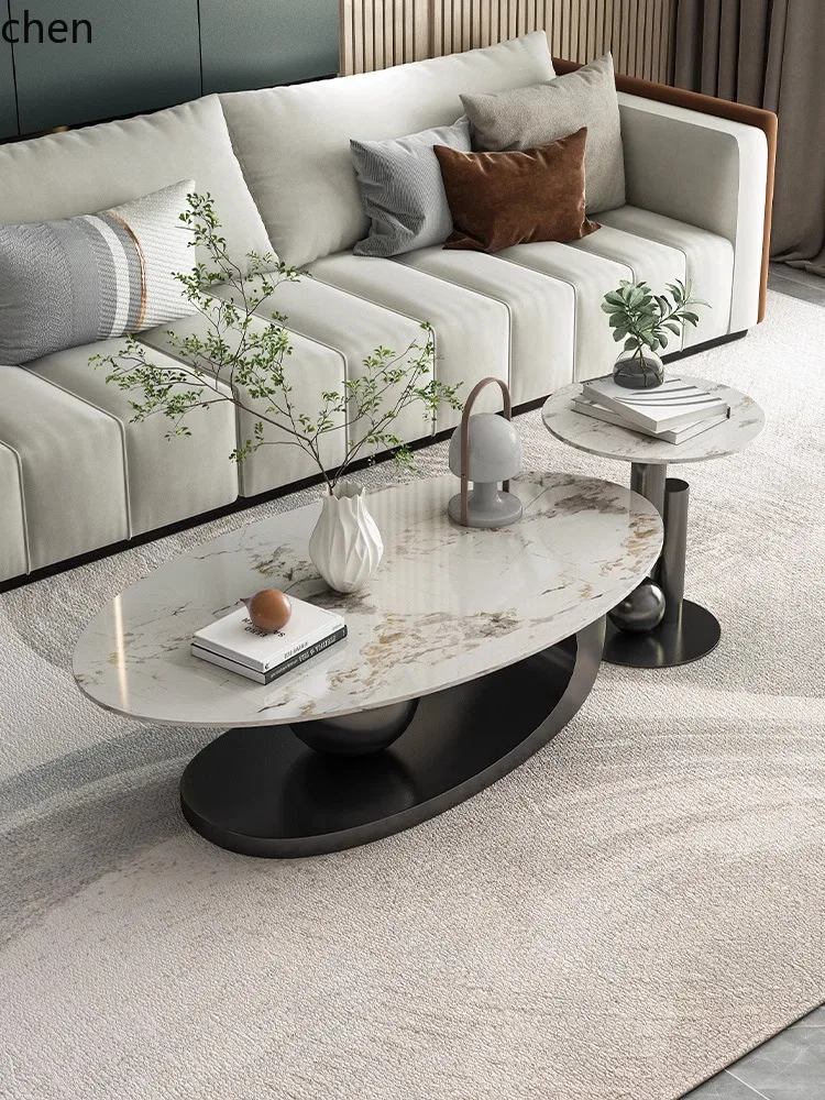 HYS  Coffee Table Living Room Home Oval Tea Table Small Apartment Simple Tea Table Side