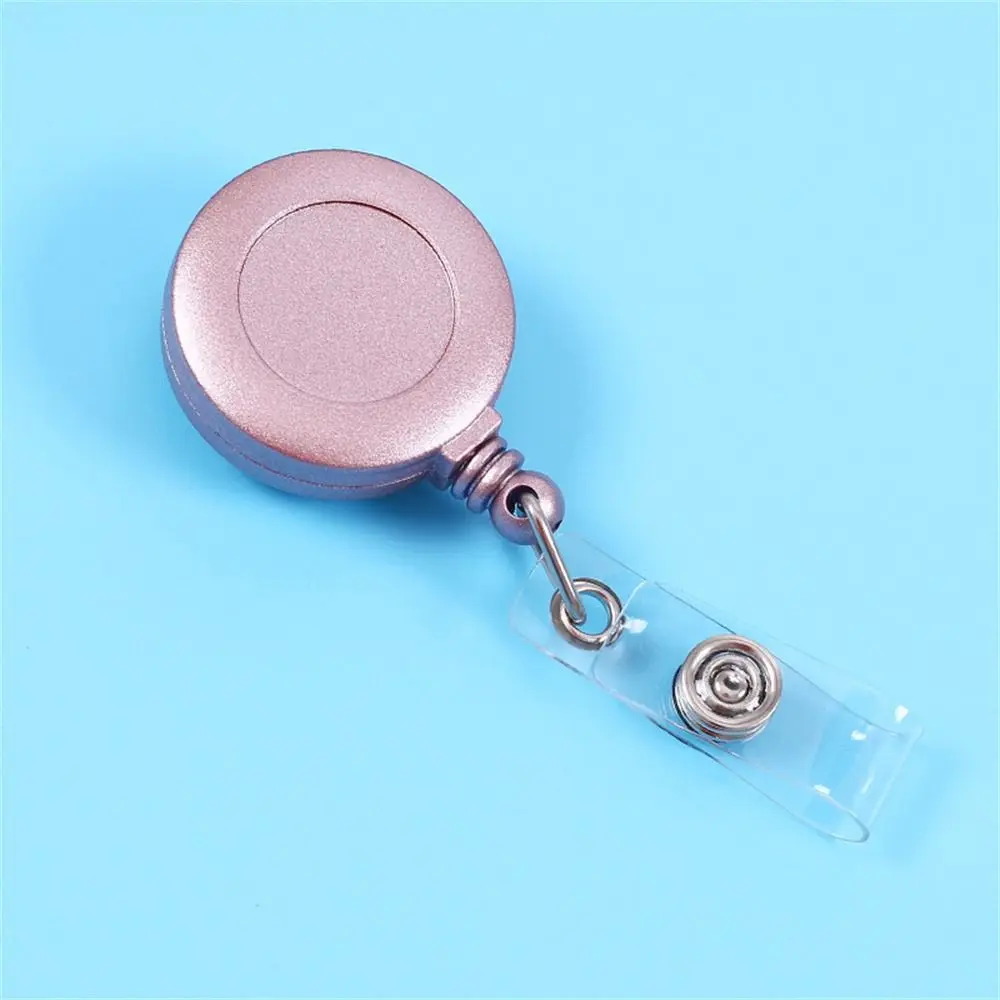 Gold Silver ID Card Holder Name Tag Anti-Lost Retractable Badge Reel Work Card Belt Clip Easy To Pull Buckle Office Accessories