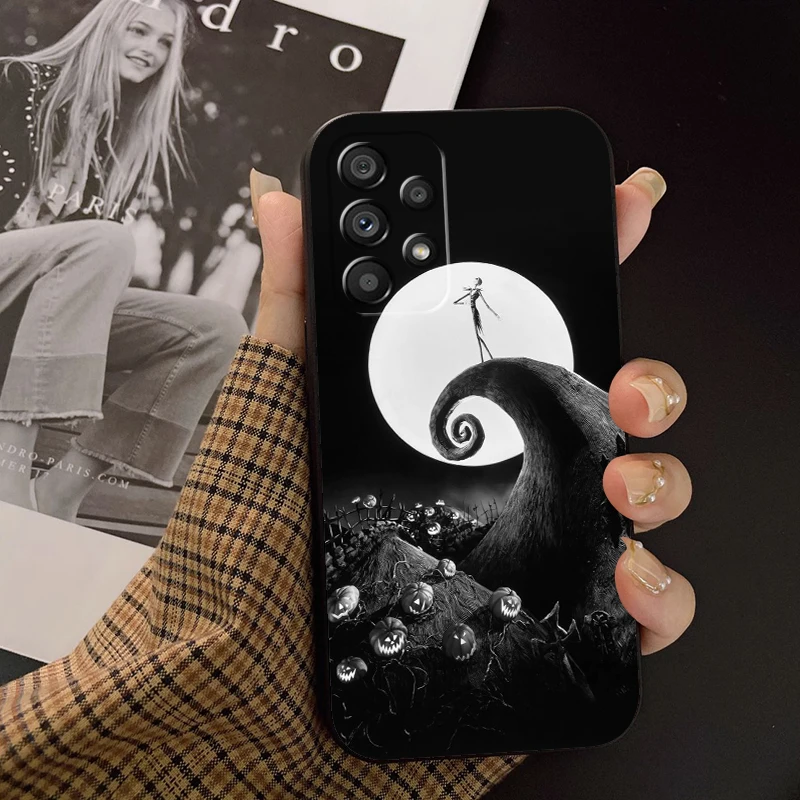 Disney Jack Skellington Anime For Samsung A53 A52 A33 A32 A51 A71 A21S A13 A73 A55 A22 A23 A35 A72 A54 A12 5G Black Funda