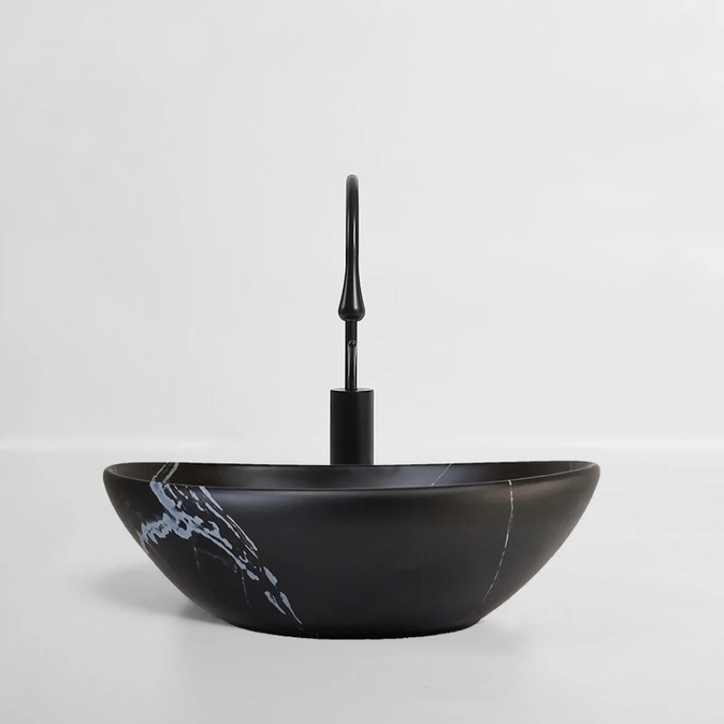 Black matte marble ceramic basin integrated art wash basin small ingot wash table upper basin