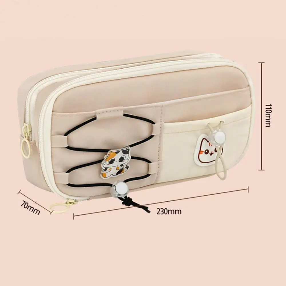 Black Cat Pen Bag Multi-layer Drawstring Design Pencil Case Partition Storage Large Capacity Stationery Organizer Back To School