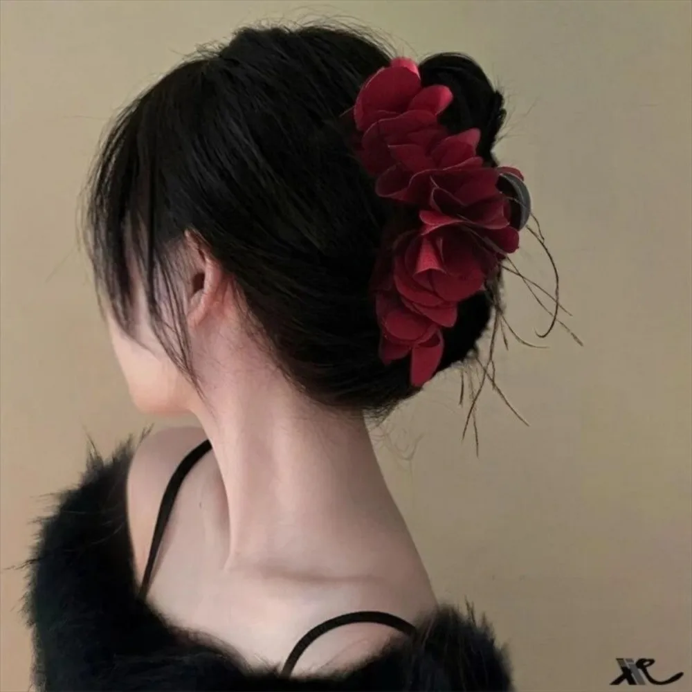 

Элегантные многослойные заколки для волос в виде банана, красные плиссированные заколки в виде акулы, заколки с бантом и перьями, летние каникулы