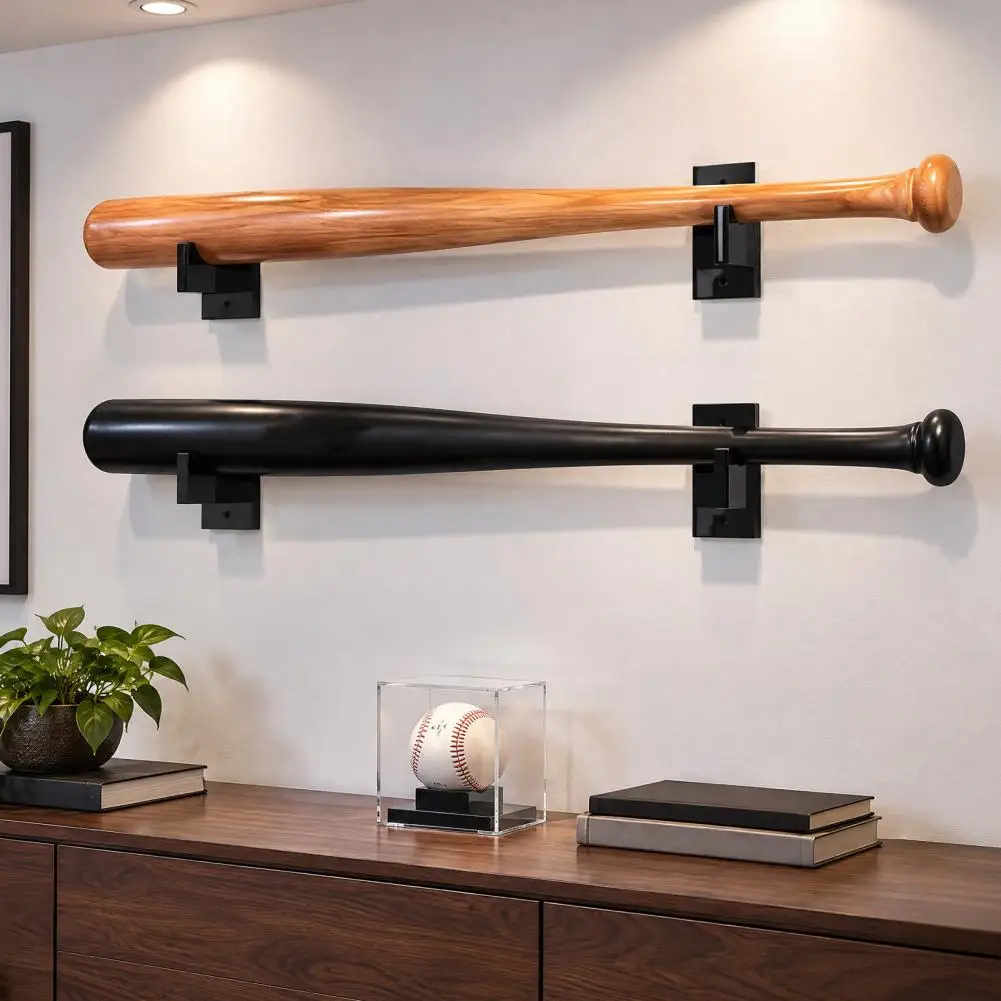 2PCS Acrylic Baseball Bat Display Stands, Wall Mount Space Saving Holders, Soft Lining Protection Organizers for Sports Memorabi