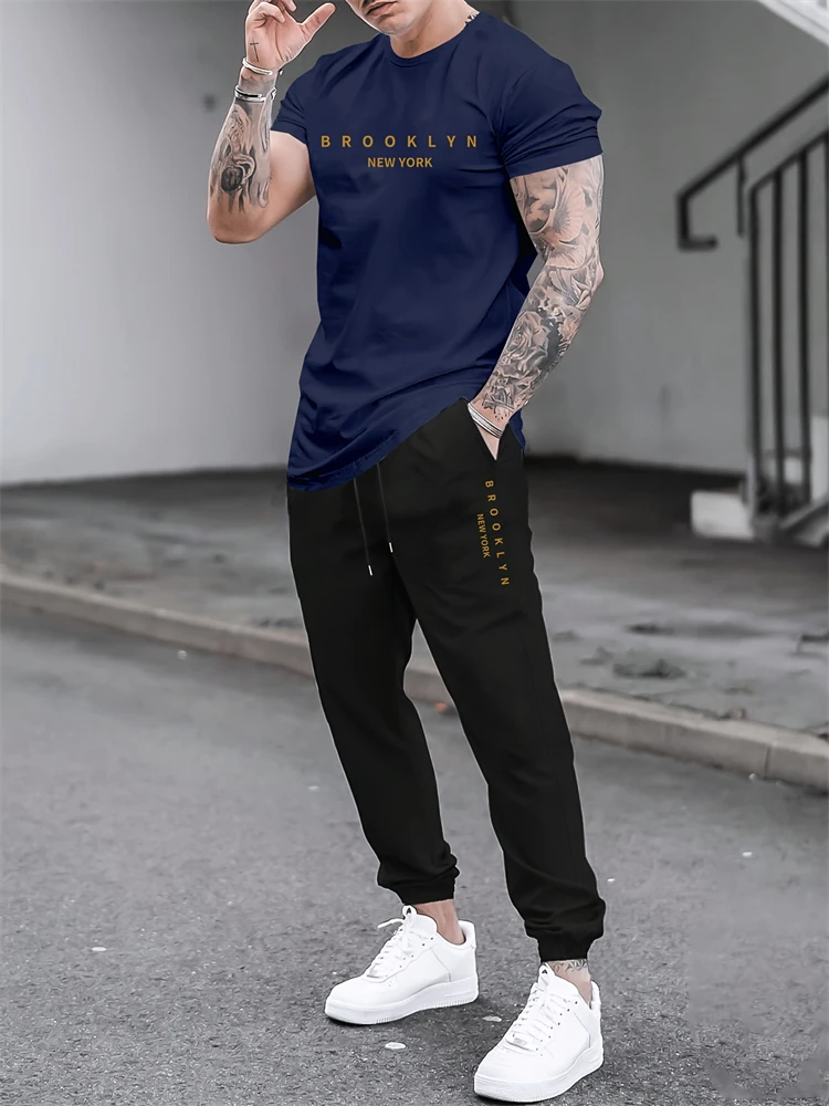 

2025 New Men's Casual Shorts Set Graphic Printed Fashion Short Sleeve T-Shirt Set Street Outdoor Style Two Piece Set