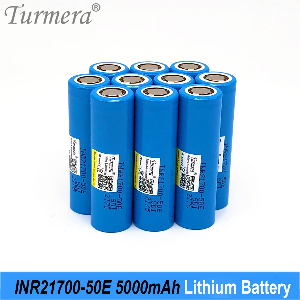 

Turmera nowa bateria litowa 3,6 V 21700 5000 mAh 20A INR21700-50E do latarki lub akumulatorów do rowerów elektrycznych 36 V 48 V