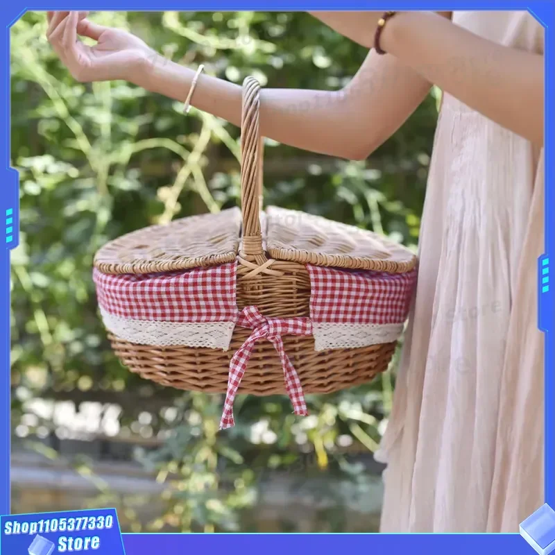 Custom Color Woven Plastic Basket New Size Wicker Storage Bin for Home Organization Decorative Handmade Style Laundry