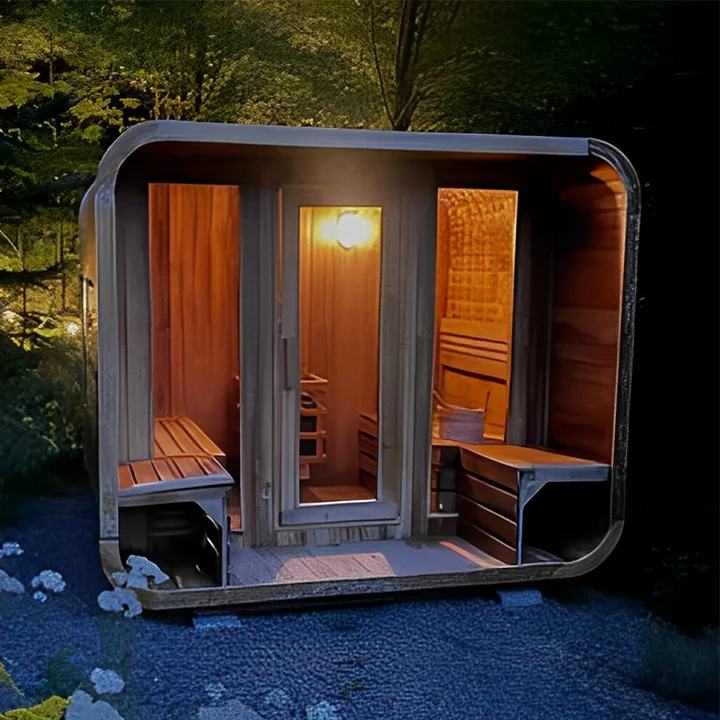 Modern Luxury Outdoor Cube Sauna Room Perfect for Garden Spa Resorts and Backyard Relaxation