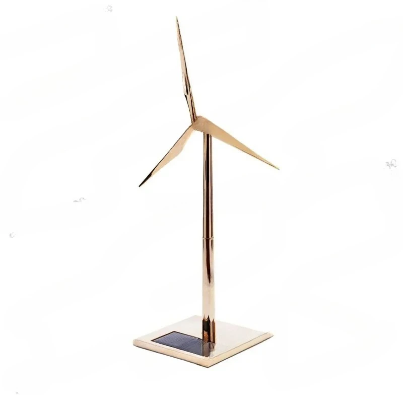 Solar Fan Model Gold Wind Turbine Windmill Promotion Wind Energy Industry Gift Office Ornaments available
