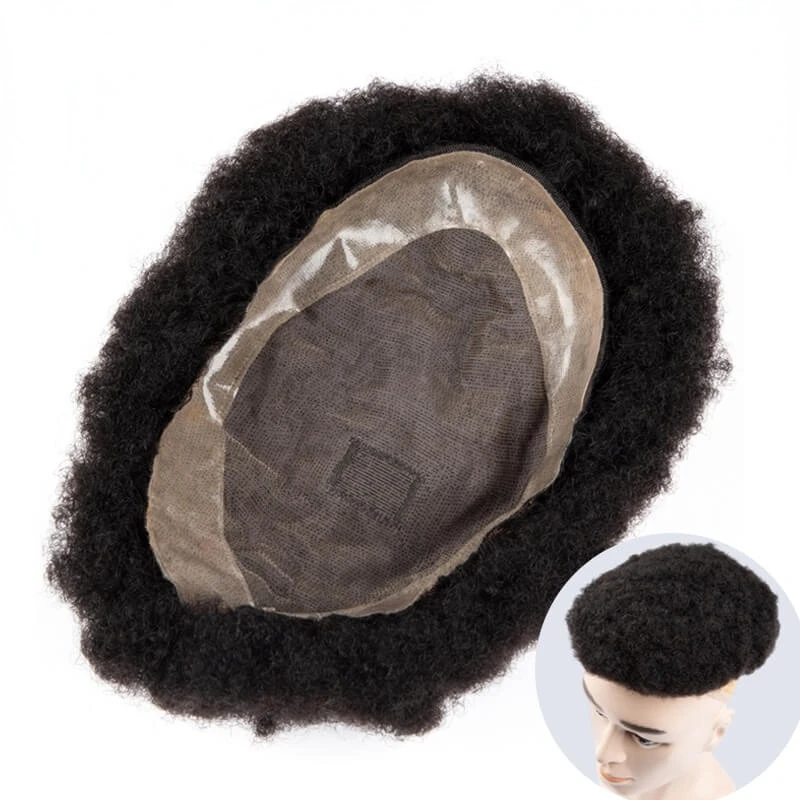 Afro Men Toupee Men's Wigs Breathable Mono Male Hair Capillary Prosthesis 6