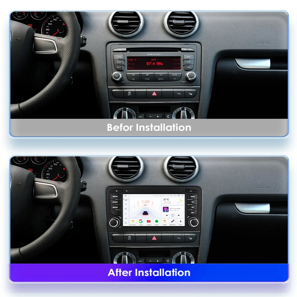 Android Car Radio For Audi A3 8P 2003-2012 Carplay Multimedia Vedio Player 2Din Autoaudio Intelligent Head Unit Navigation GPS