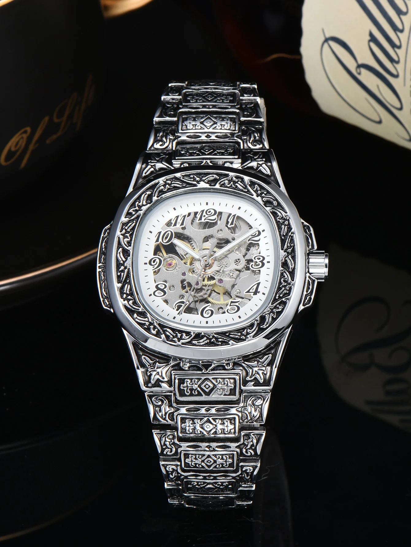 LONGLUX Automatic Mechanical Men's Skeleton Watch