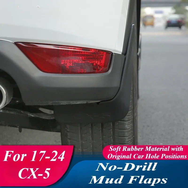 Black Knight Style Front Rear Car Mud Flaps Mudflaps Splash Guards Mud Flap Mudguard Fender Exterior for Mazda CX-5 2017-2024