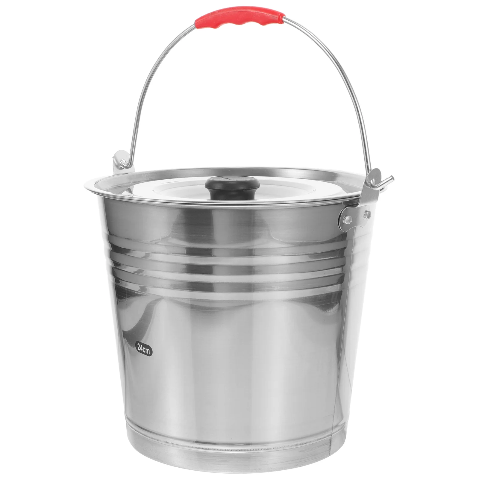 Stainless Steel Bucket Storage Trashcan with Lid Ice Cube Container Portable Water