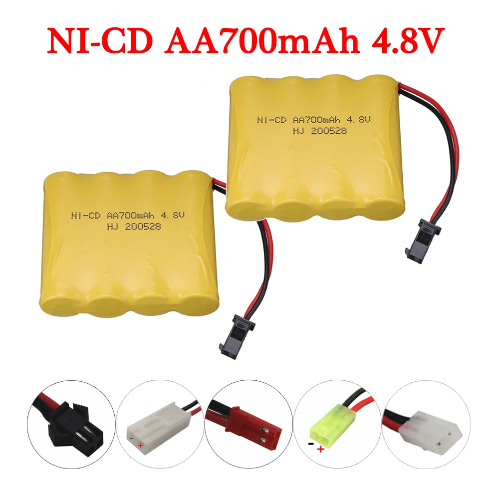 2pcs 4.8V 700mAh AA NI-CD Battery For Remote Control Toys Car Trucks Tanks Boats Battery Parts 4.8V RC Electric Toys Battery