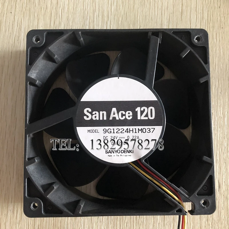 

SANYO DENKI 9G1224H1M037 DC 24V 0.22A 120x120x38mm 3-Wire Server Cooling Fan