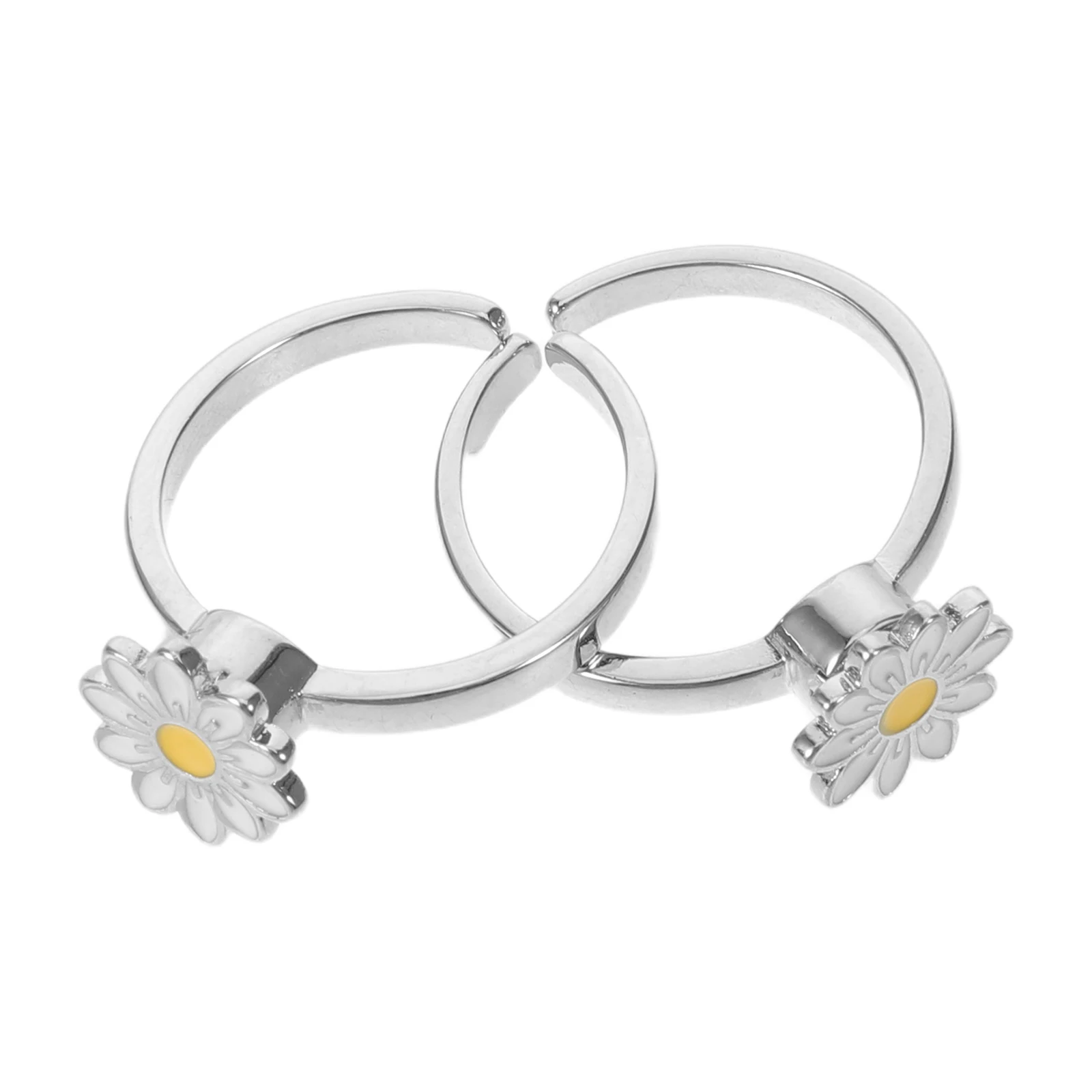 

2pcs Rotating Ring High Speed Spinning Copper Daisy Rings Adjustable Vintage Style For Women Fidget Desk Floral Ring Spring