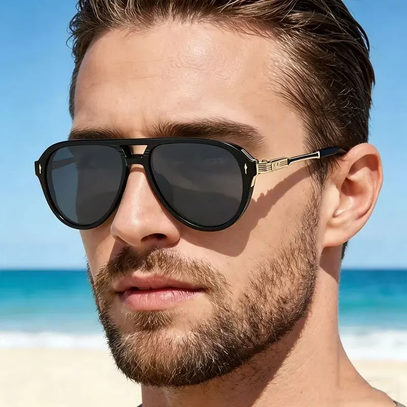 Gafas de Sol Retro Nuevas para Hombre y Mujer, Gafas de Sol de Diseñador de Marca, Gafas de Sol de Piloto con Doble Puente, Gafas de Sol de Alta Calidad