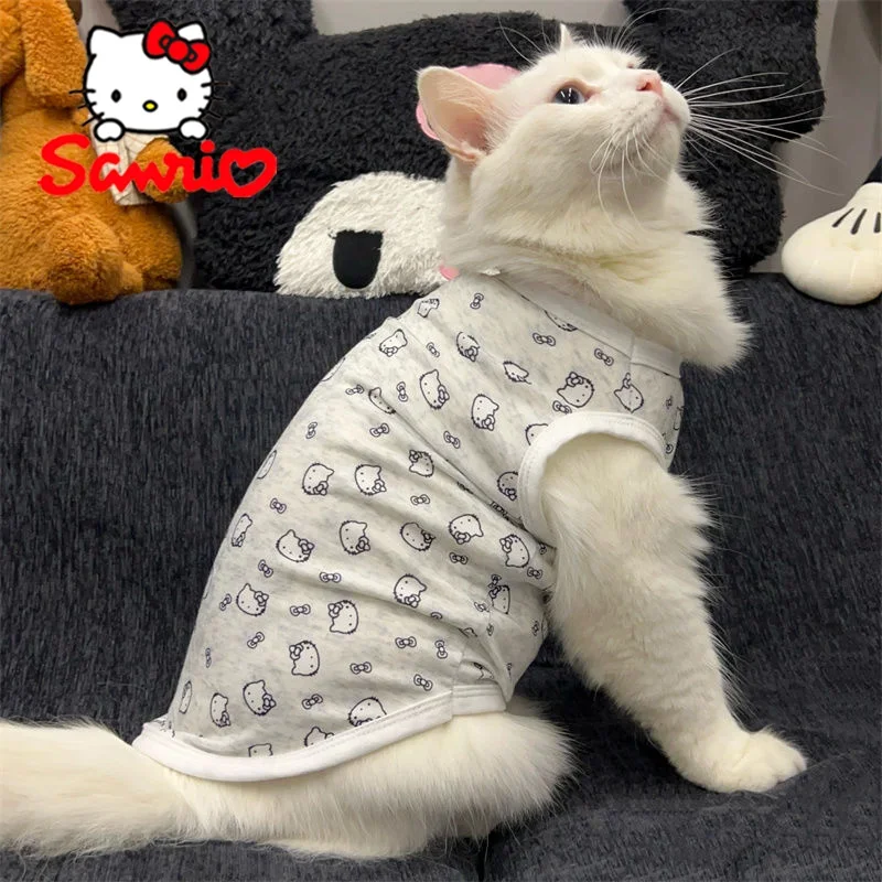 Sanrio Hello Kitty Pet Clothing Cartoon Cute Small Pet Autumn Winter Warm Printed Vest Small Dog Cat Vest Chihuahua T-shirt Gift