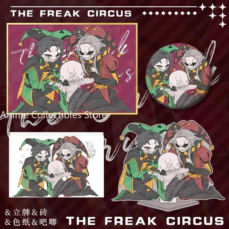 

Anime The Freak Circus Pierrot Acrylic Stand Model Display Acrylic Bricks Colored Paper Badge Brooch Pin Clothes Decor