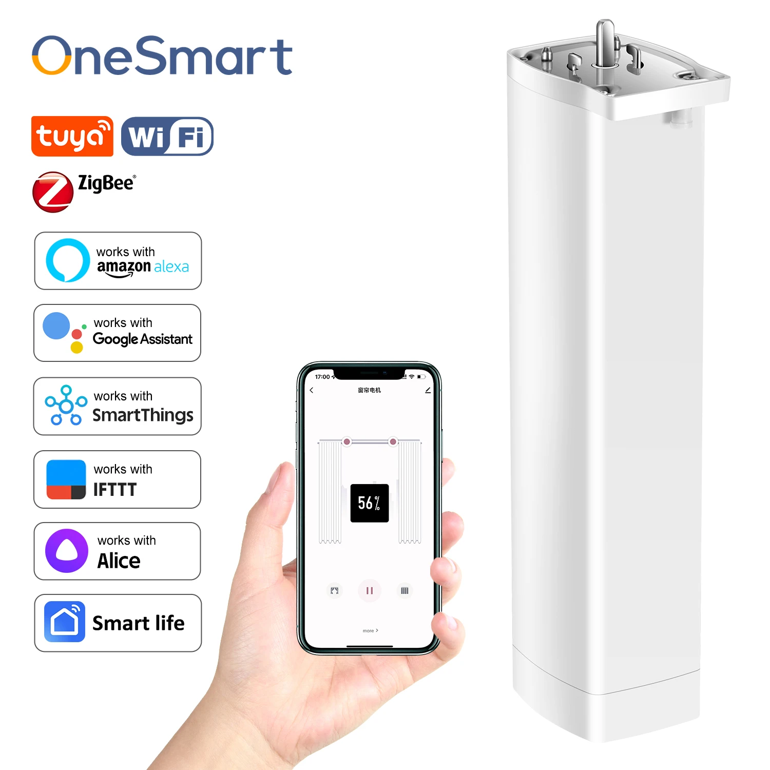 OneSmart Tuya Zigbee WIFI Automatic Electric Smart Curtain Opener Drive Motor Support Alexa Google Assistant Voice Control