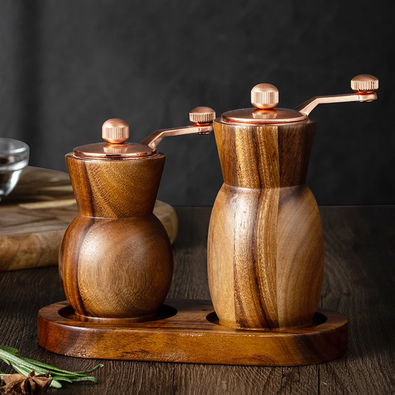 

Деревянная мельница для соли и перца, набор ручных мельниц с основанием, многофункциональная мельница для перца, коробка для приправ, кухонные инструменты для приготовления пищи